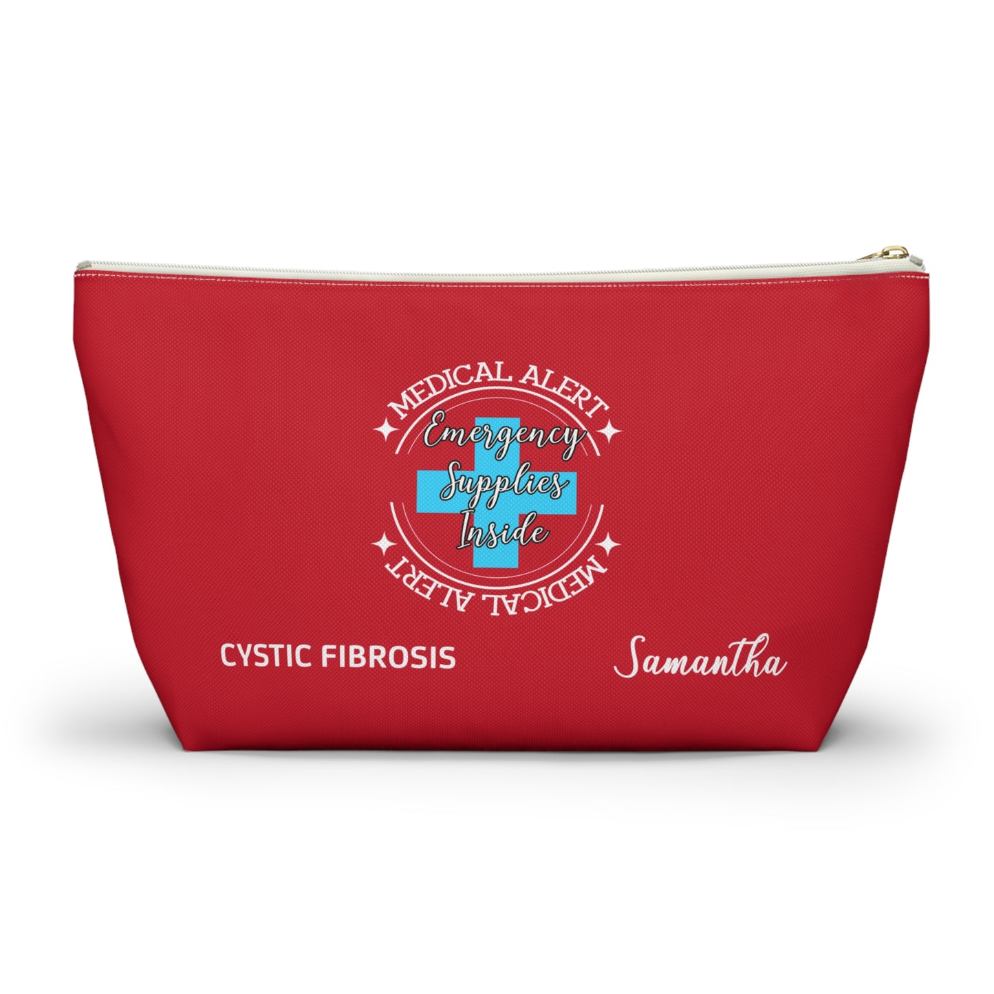 Personalized Medical Alert Emergency Supplies Pouch for Cystic Fibrosis Samantha Daily Medication and Respiratory Care Organizer