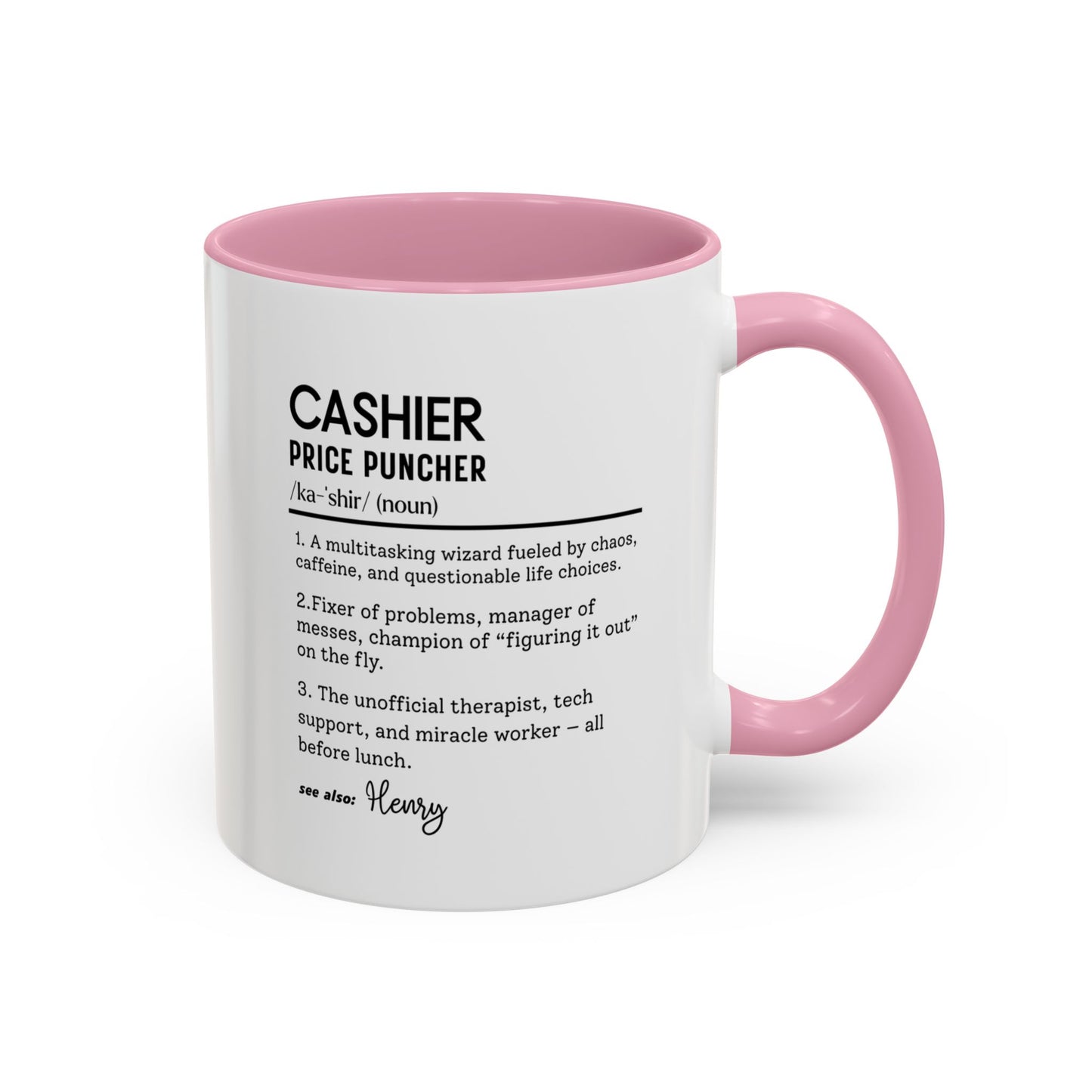 Funny Cashier Mug, Price Puncher Gift, Store Clerk Coffee Cup, Personalized Retail Worker Mug, Colorful Mugs (11oz, 15oz)