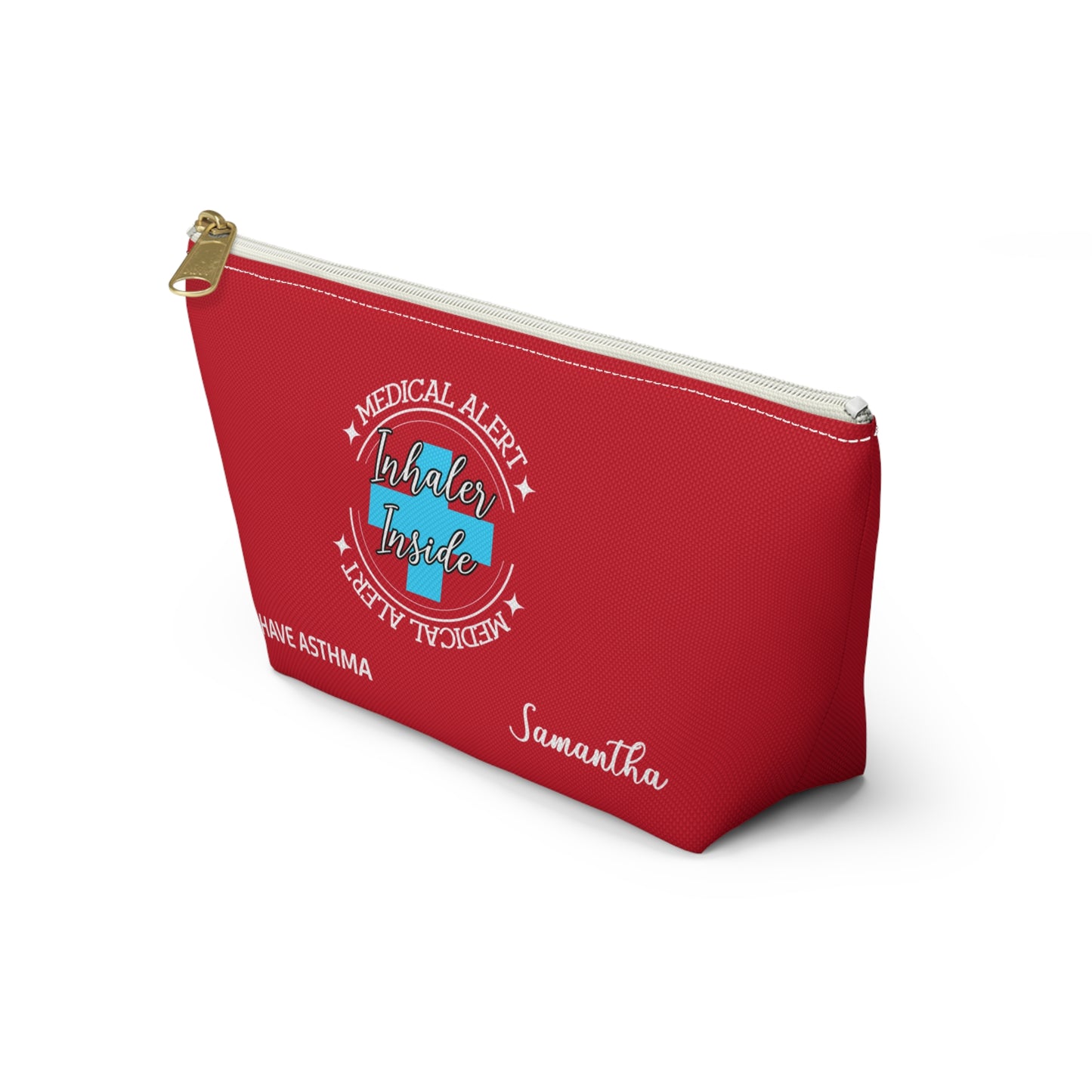 Personalized Medical Alert Inhaler Pouch for Asthma Samantha Emergency Respiratory Kit Inhaler Storage Travel School Ready