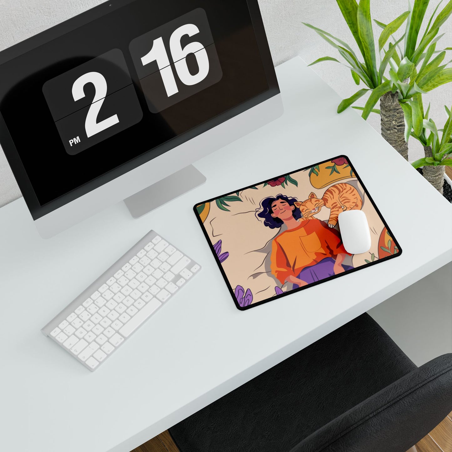 Cozy Cat-Themed Desk Mat, Cute Desk Accessories, Home Office Decor, Gift for Cat Lovers, Relaxing Workspace