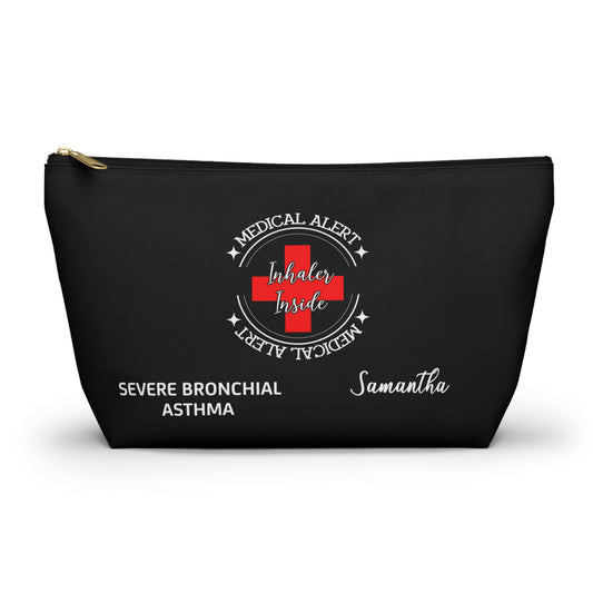 Personalized Medical Alert Inhaler Pouch for Severe Bronchial Asthma Samantha Asthma Meds Organizer and Emergency Travel Bag