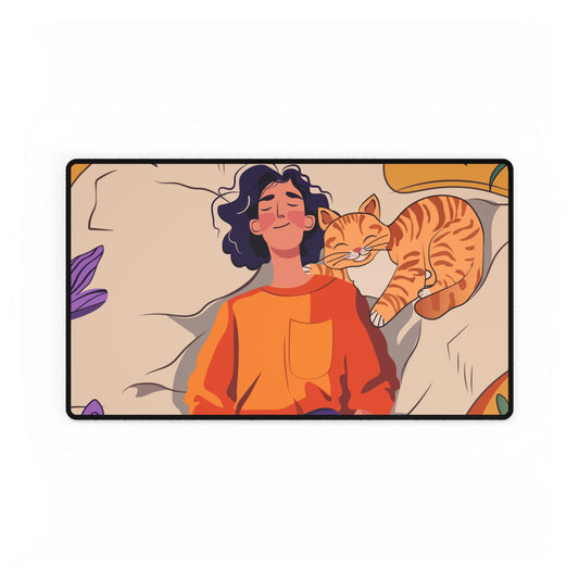 Cozy Cat-Themed Desk Mat, Cute Desk Accessories, Home Office Decor, Gift for Cat Lovers, Relaxing Workspace