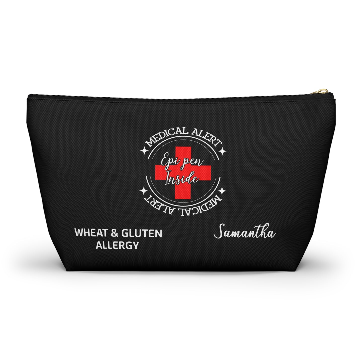Personalized Medical Alert EpiPen Pouch for Wheat and Gluten Allergy Samantha Emergency Allergy Meds Bag and Travel Organizer