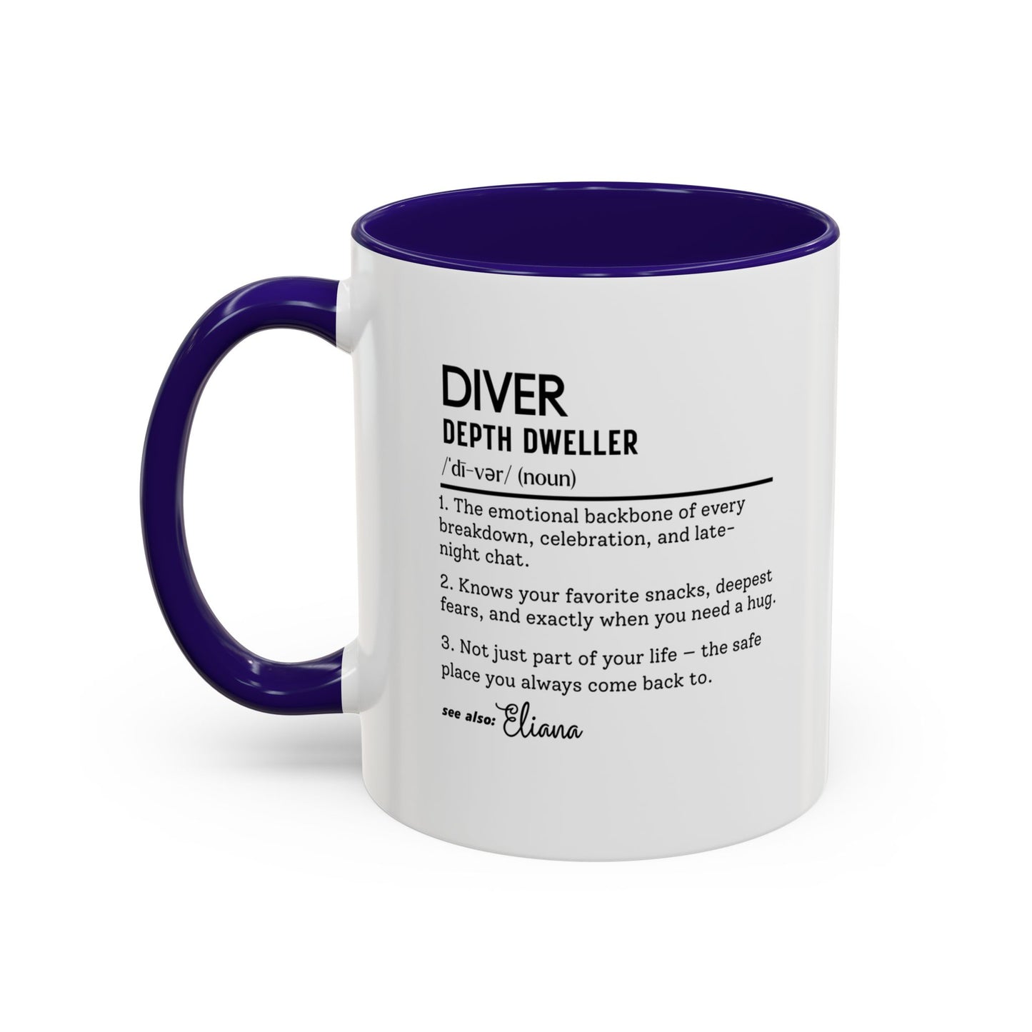 Diver Dictionary Mug, Funny Depth Dweller Coffee Cup, Custom Ocean Lover Mug Gift, Colorful Mugs (11oz, 15oz), Scuba Diver Gift