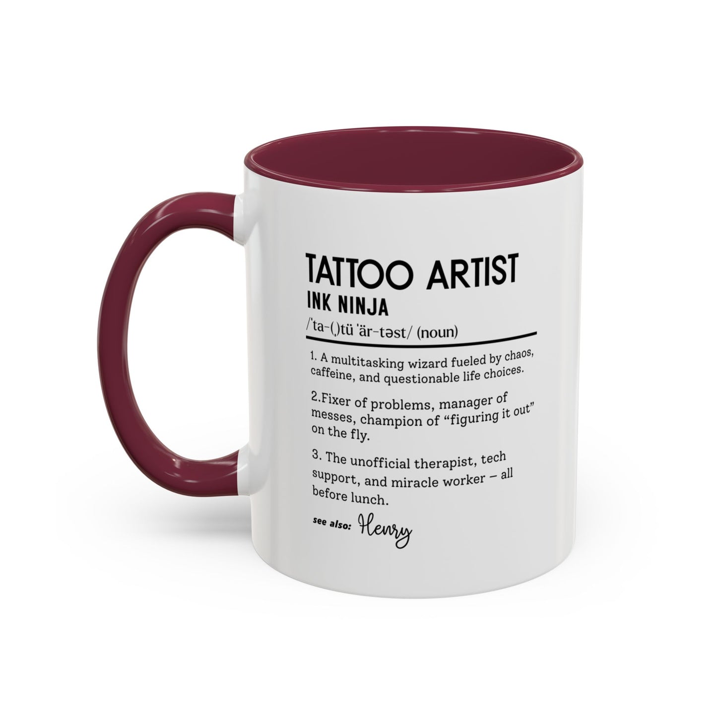 Custom Tattoo Artist Mug, Funny Ink Gift, Tattoo Definition Mug, Personalized Artist Mug, Colorful Mugs (11oz, 15oz)