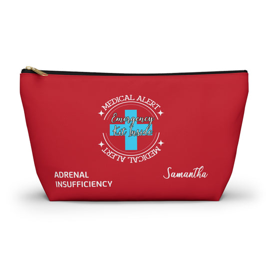 Personalized Medical Alert Emergency Kit Pouch for Adrenal Insufficiency Samantha Medication Organizer for Daily or Travel Use