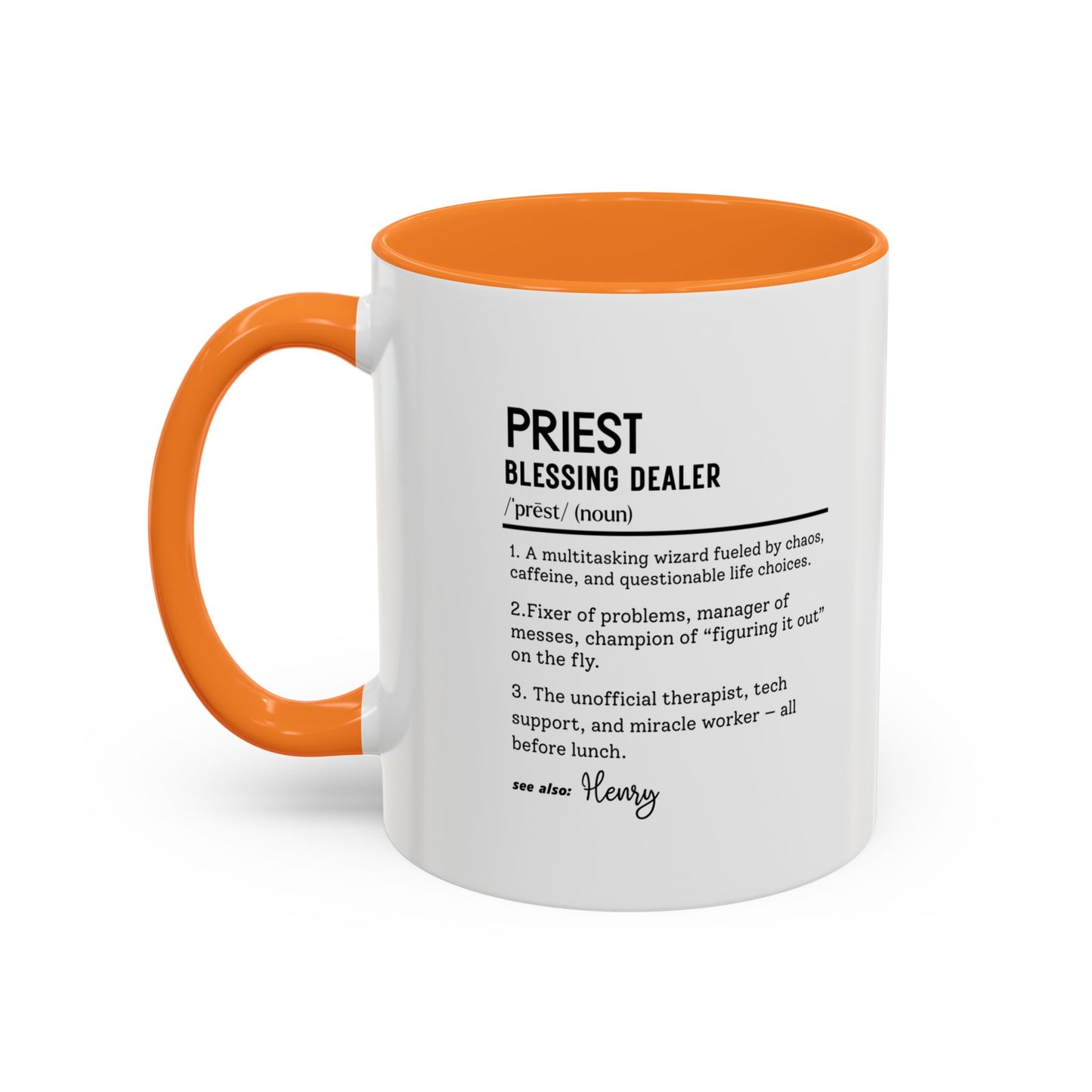 Custom Priest Dictionary Mug, Funny Blessing Dealer Mug, Universal Definition Mug Gift for Priest, Religious Gift Idea, Faith Leader Cup