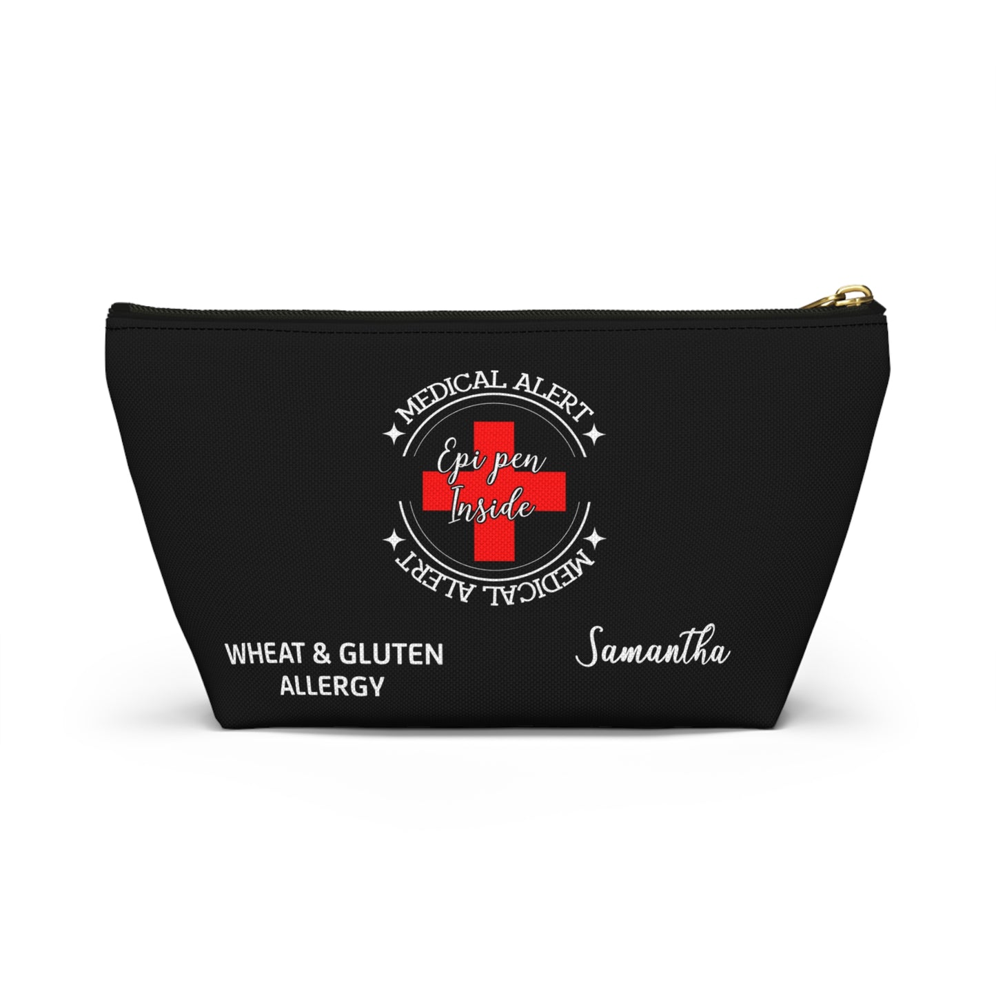 Personalized Medical Alert EpiPen Pouch for Wheat and Gluten Allergy Samantha Emergency Allergy Meds Bag and Travel Organizer