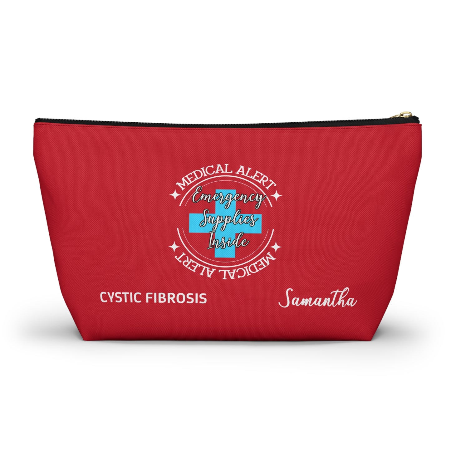 Personalized Medical Alert Emergency Supplies Pouch for Cystic Fibrosis Samantha Daily Medication and Respiratory Care Organizer