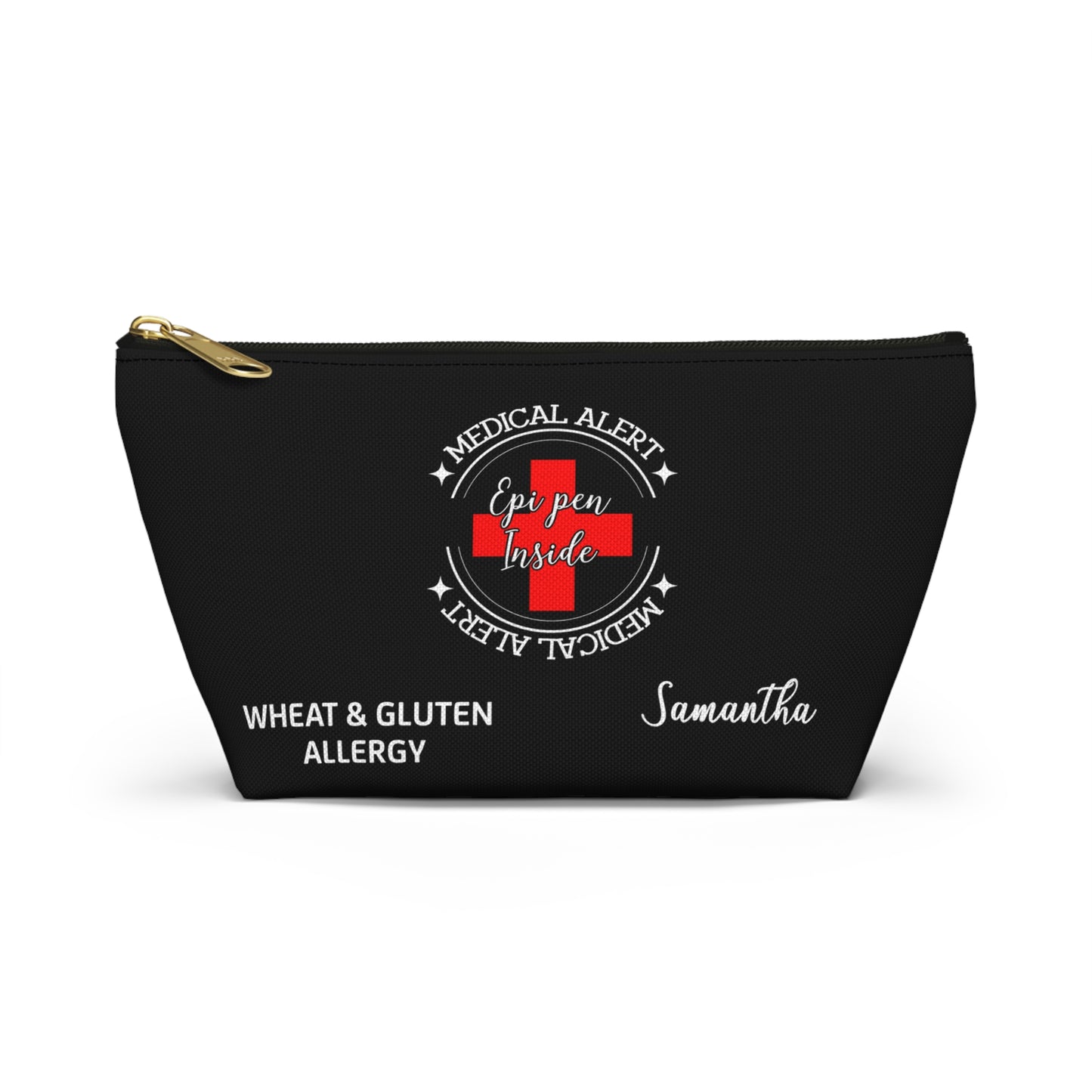 Personalized Medical Alert EpiPen Pouch for Wheat and Gluten Allergy Samantha Emergency Allergy Meds Bag and Travel Organizer