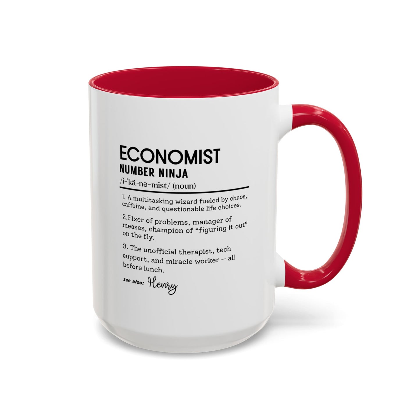 Funny Economist Mug, Number Ninja Dictionary Mug, Custom Coffee Cup for Finance Pros, Gift for Economists, Colorful Mugs (11oz, 15oz)