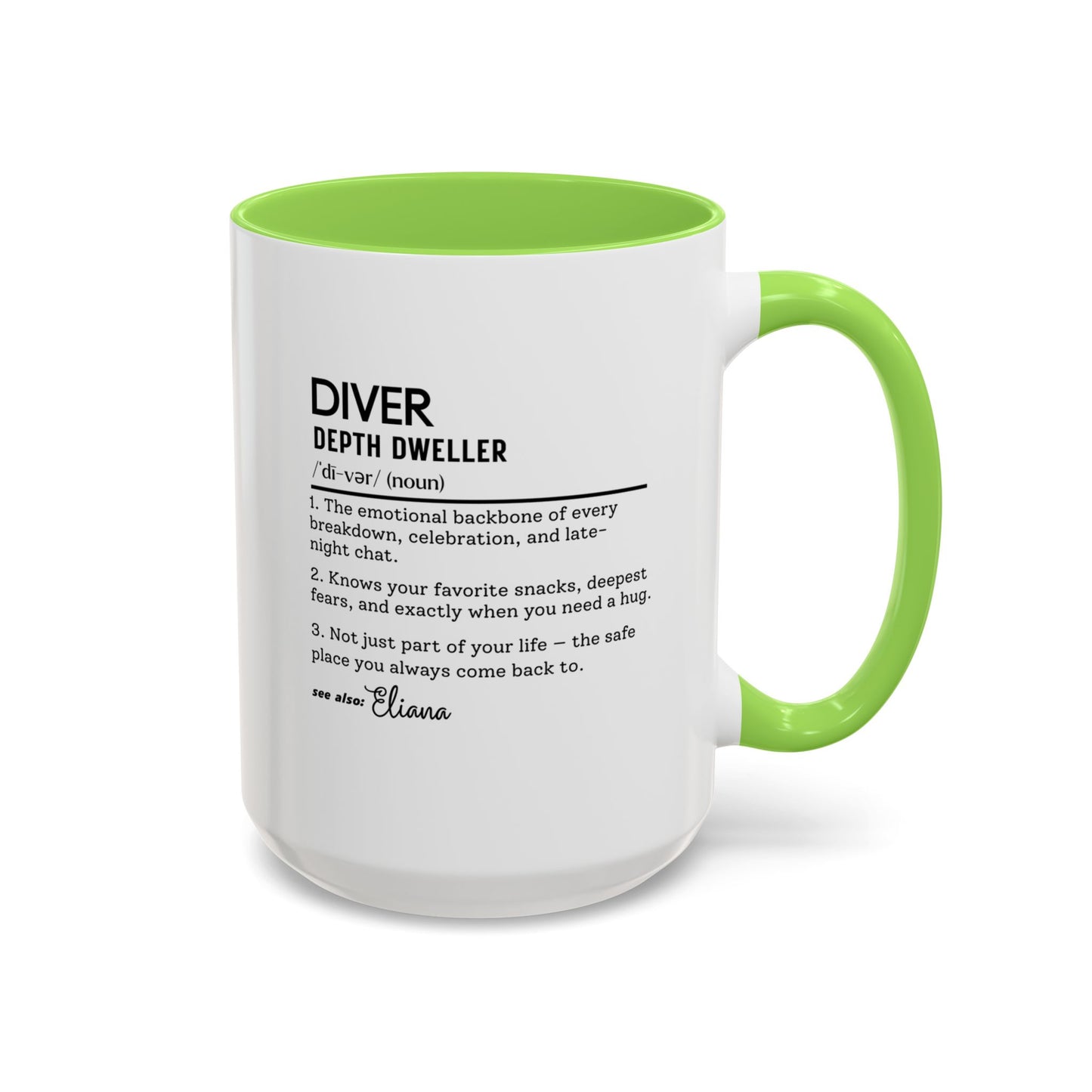 Diver Dictionary Mug, Funny Depth Dweller Coffee Cup, Custom Ocean Lover Mug Gift, Colorful Mugs (11oz, 15oz), Scuba Diver Gift