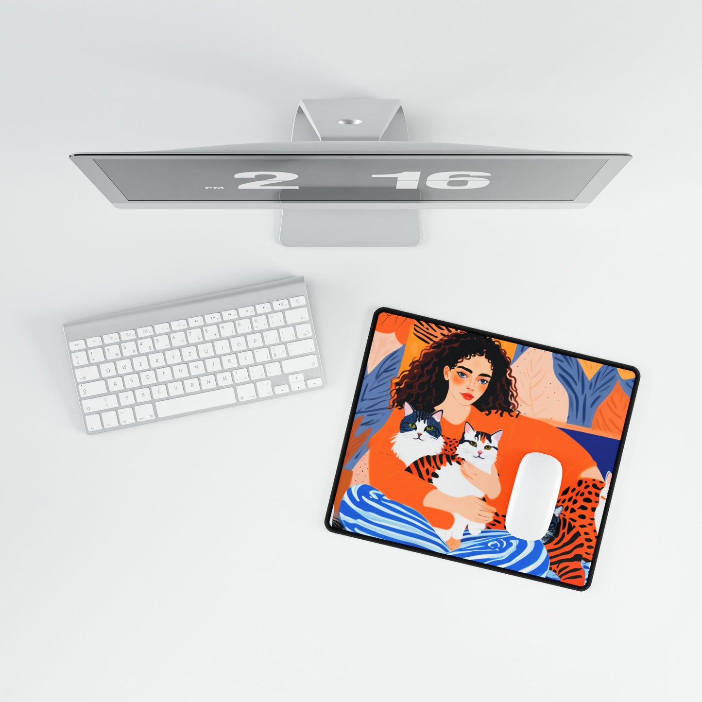 Chic Cat-themed Desk Mat, Decorative Office Mat, Animal Lover Gift, Home Office Decor, Cat Lover's Desk Accessory