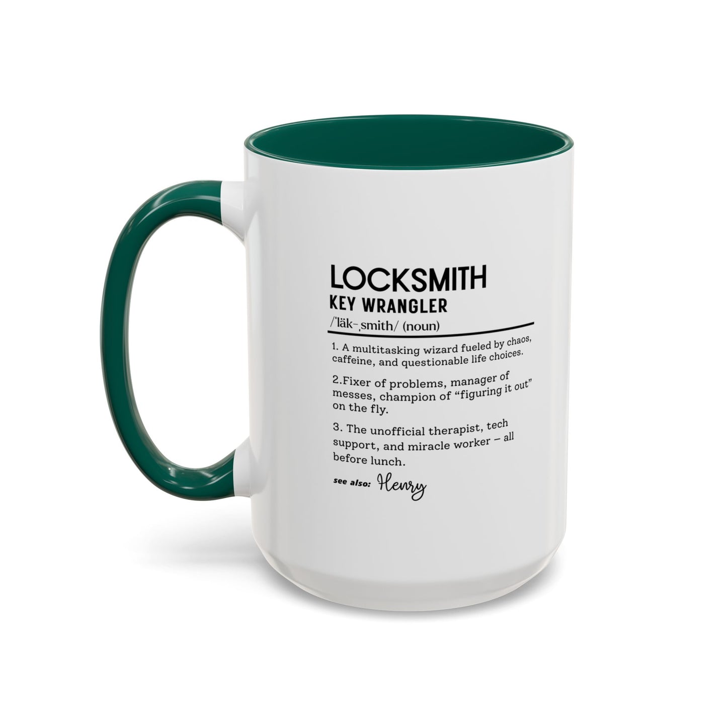 Custom Locksmith Dictionary Mug, Funny Key Wrangler Mug, Personalized Coffee Cup Gift for Locksmith, Punny Tradesman Mug
