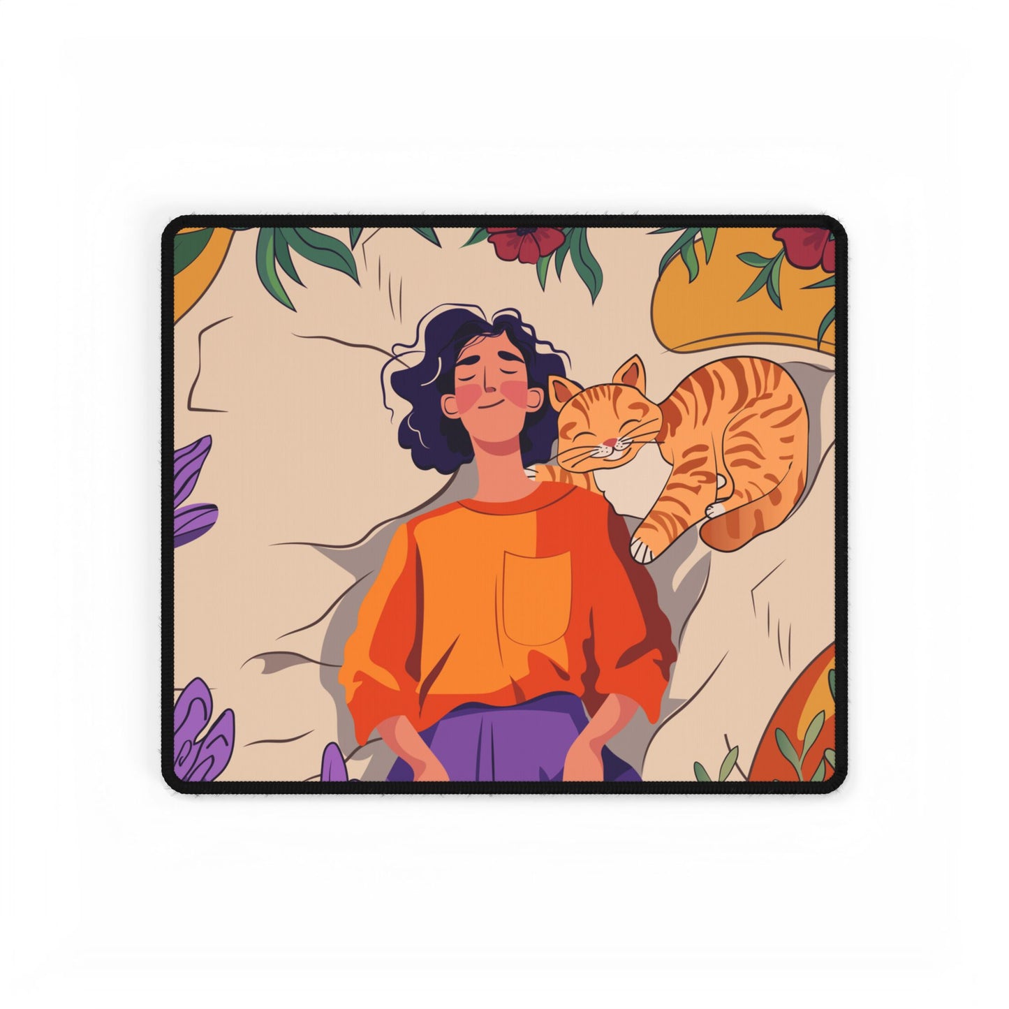 Cozy Cat-Themed Desk Mat, Cute Desk Accessories, Home Office Decor, Gift for Cat Lovers, Relaxing Workspace