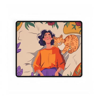 Cozy Cat-Themed Desk Mat, Cute Desk Accessories, Home Office Decor, Gift for Cat Lovers, Relaxing Workspace