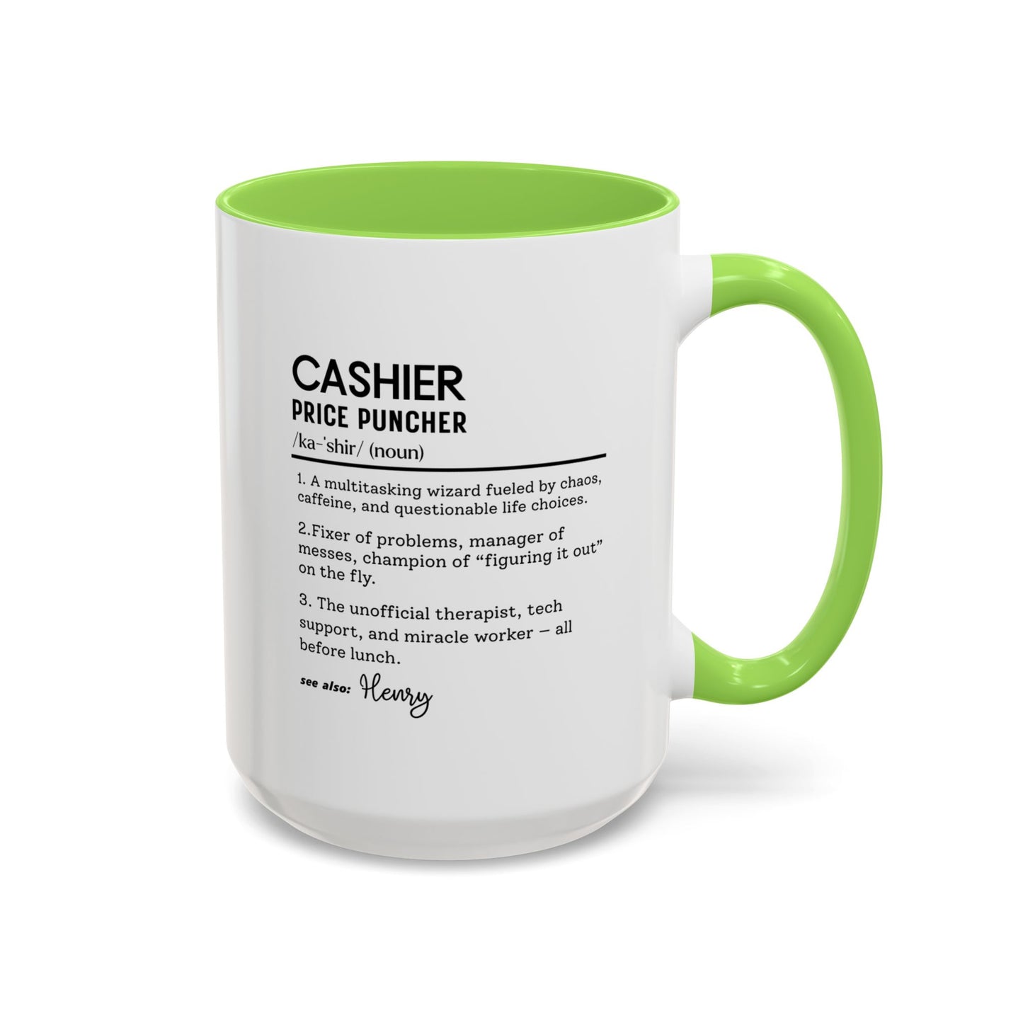 Funny Cashier Mug, Price Puncher Gift, Store Clerk Coffee Cup, Personalized Retail Worker Mug, Colorful Mugs (11oz, 15oz)