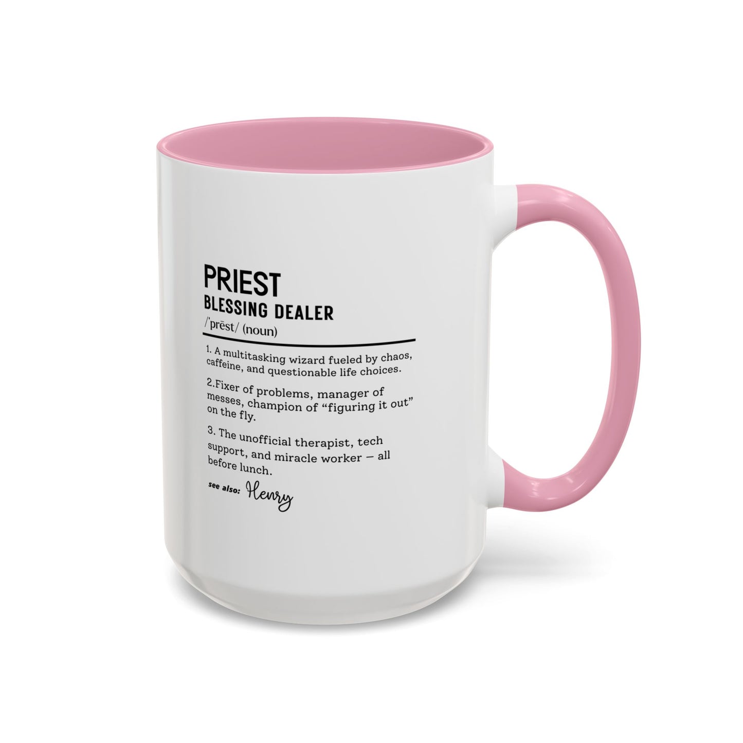 Custom Priest Dictionary Mug, Funny Blessing Dealer Mug, Universal Definition Mug Gift for Priest, Religious Gift Idea, Faith Leader Cup