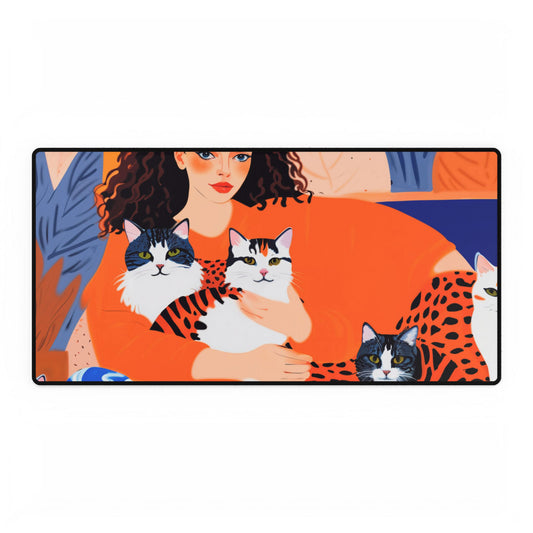 Chic Cat-themed Desk Mat, Decorative Office Mat, Animal Lover Gift, Home Office Decor, Cat Lover's Desk Accessory