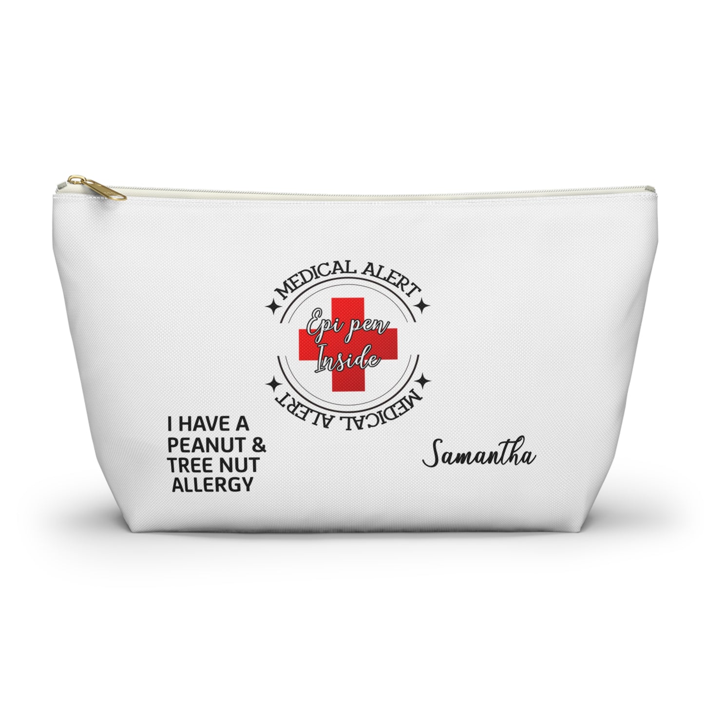 Medical Alert Epipen Inside Samantha Peanut and Tree Nut Allergy Pouch Personalized Allergy Bag for Kids Adults Travel Medication Holder