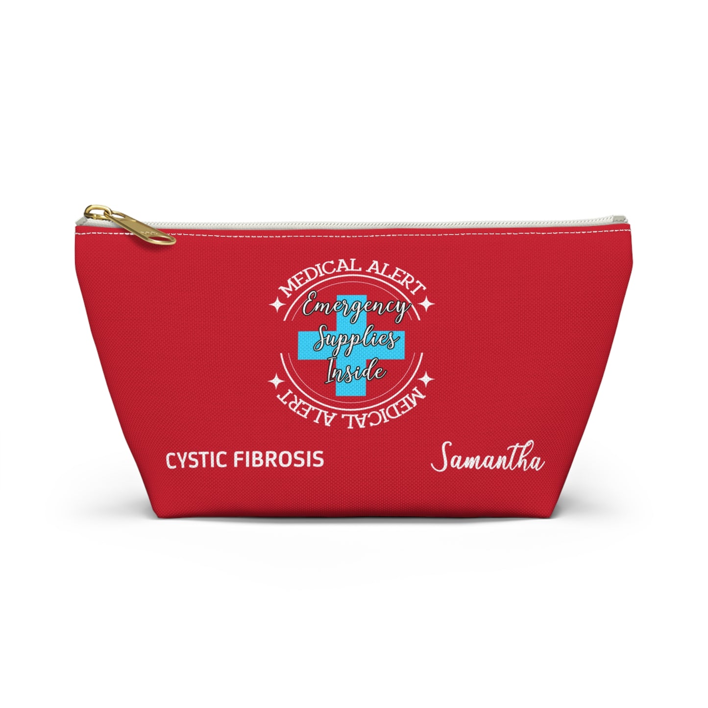 Personalized Medical Alert Emergency Supplies Pouch for Cystic Fibrosis Samantha Daily Medication and Respiratory Care Organizer