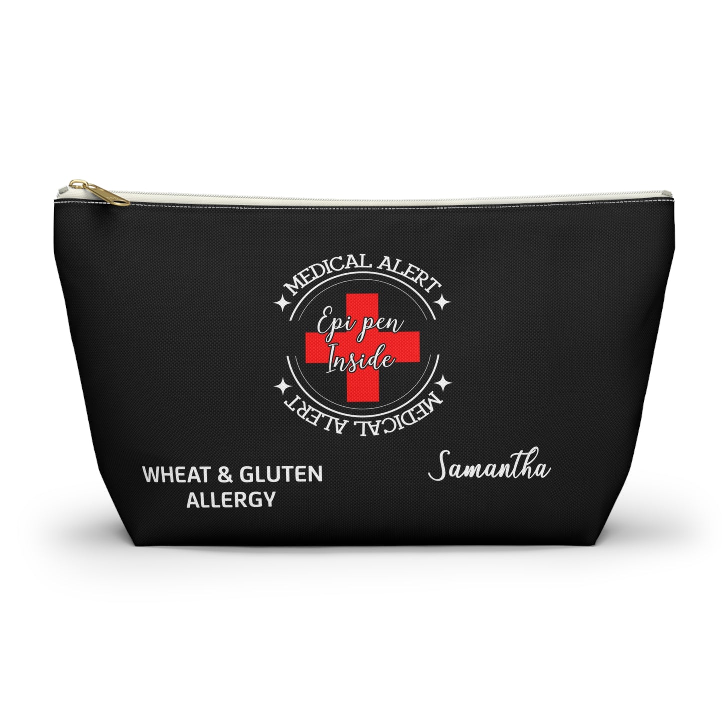 Personalized Medical Alert EpiPen Pouch for Wheat and Gluten Allergy Samantha Emergency Allergy Meds Bag and Travel Organizer