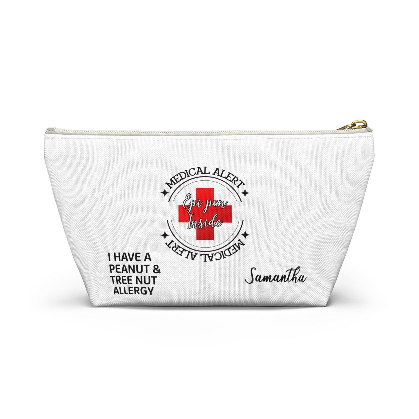Medical Alert Epipen Inside Samantha Peanut and Tree Nut Allergy Pouch Personalized Allergy Bag for Kids Adults Travel Medication Holder