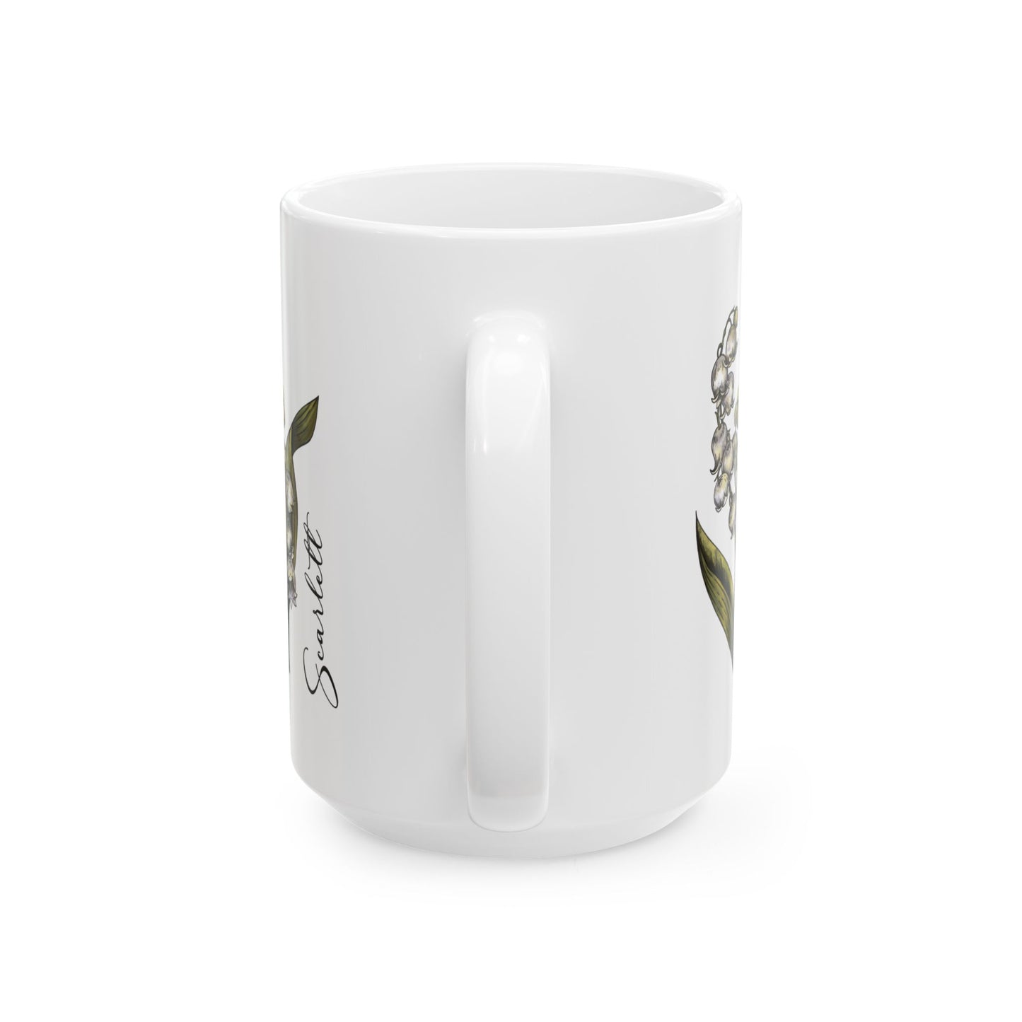 May Birth Flower Lily Mug 11oz 15oz Personalized Floral Coffee Cup Birthday Gift for Her Custom Ceramic Flower Name Mug