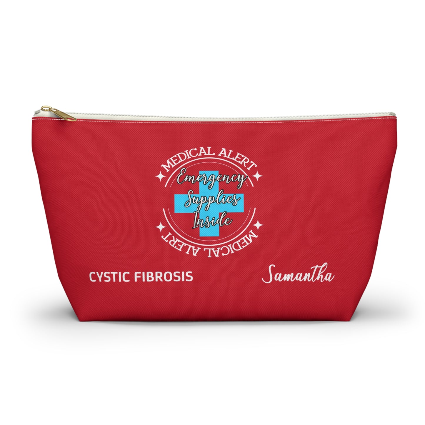 Personalized Medical Alert Emergency Supplies Pouch for Cystic Fibrosis Samantha Daily Medication and Respiratory Care Organizer