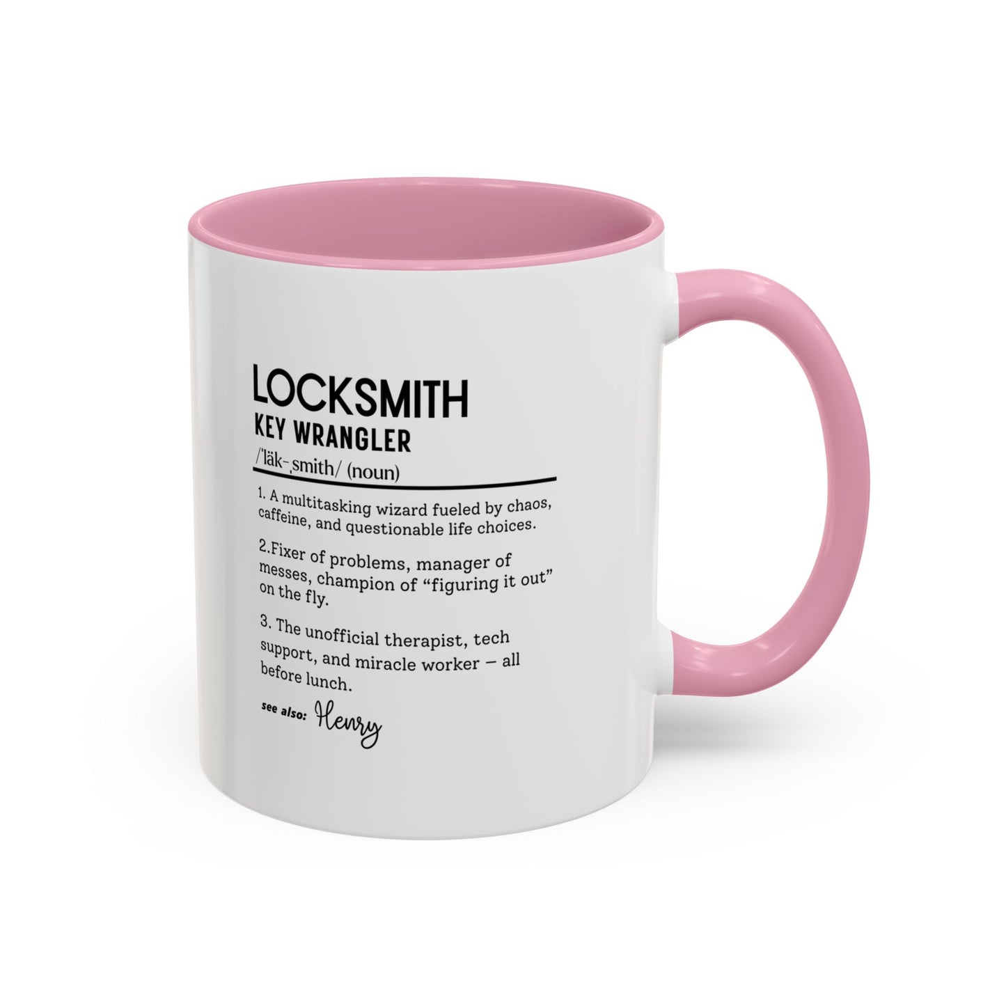 Custom Locksmith Dictionary Mug, Funny Key Wrangler Mug, Personalized Coffee Cup Gift for Locksmith, Punny Tradesman Mug