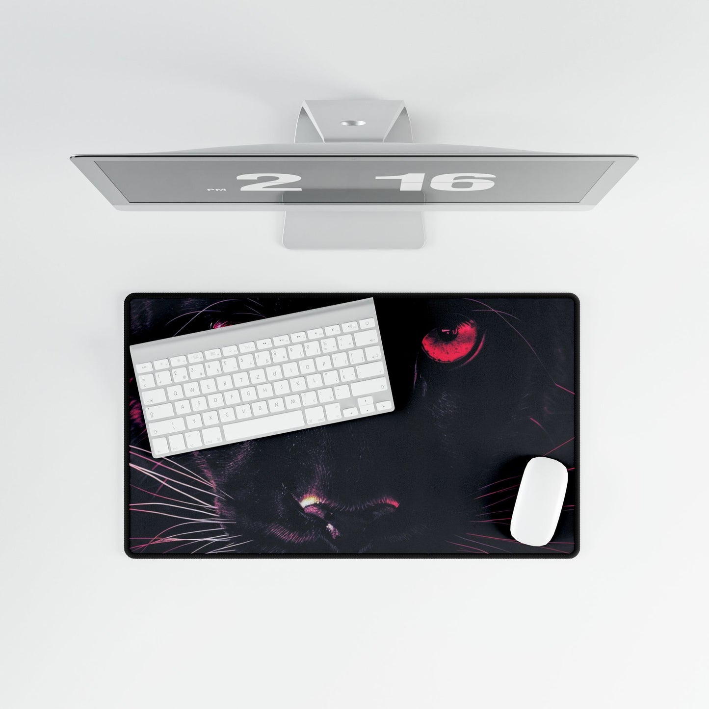 Mystical Panther Desk Mat - Stylish Workspace Decor, Office Accessory, Gaming Matt, Home Office Gift, Red Eyes Design