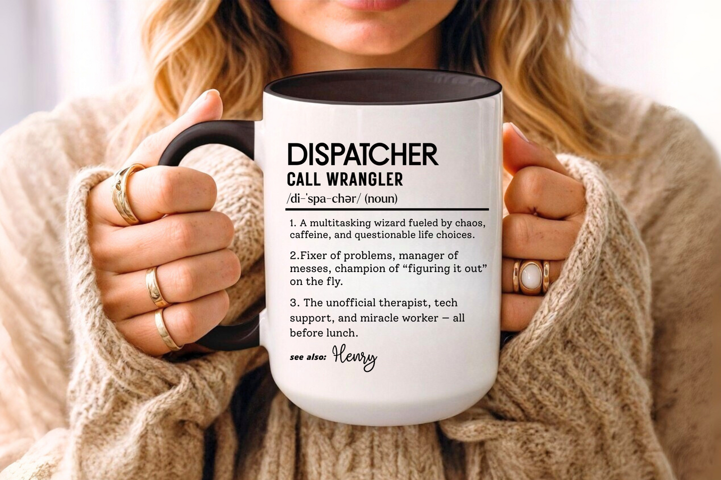 Dispatcher Dictionary Mug, Funny Call Wrangler Coffee Cup, Personalized Gift for Dispatch Pros, Colorful Mugs 11oz 15oz