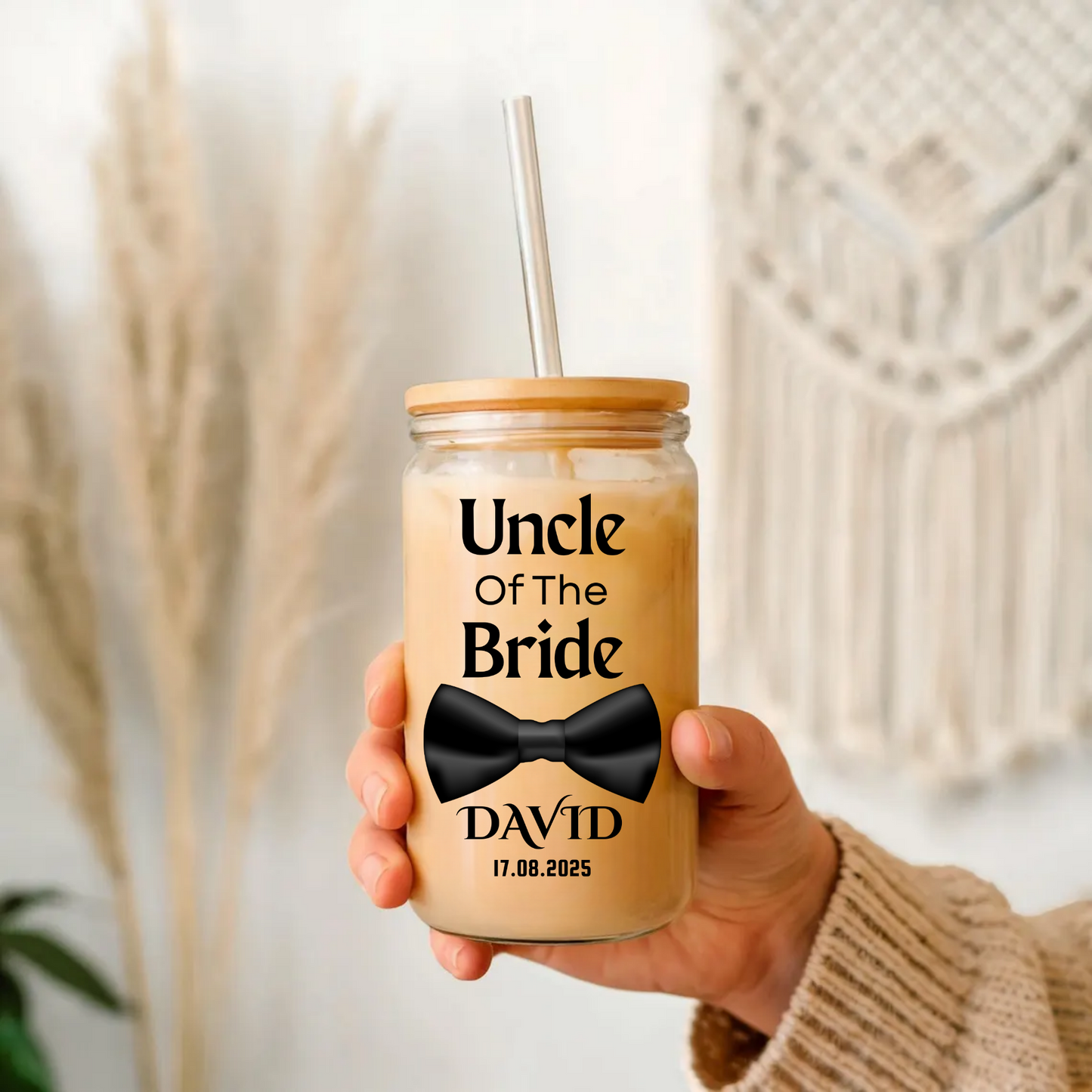 Uncle of the Bride Sipper, Personalized Wedding Gift, Bride Uncle Gift, Custom Wedding Keepsake, Family Celebration Cup, 16oz Glass