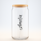Personalized Glass Sipper, Custom Name Tumbler, Bridesmaids Gifts, Wedding Proposal Cup, 16oz Coffee Glass
