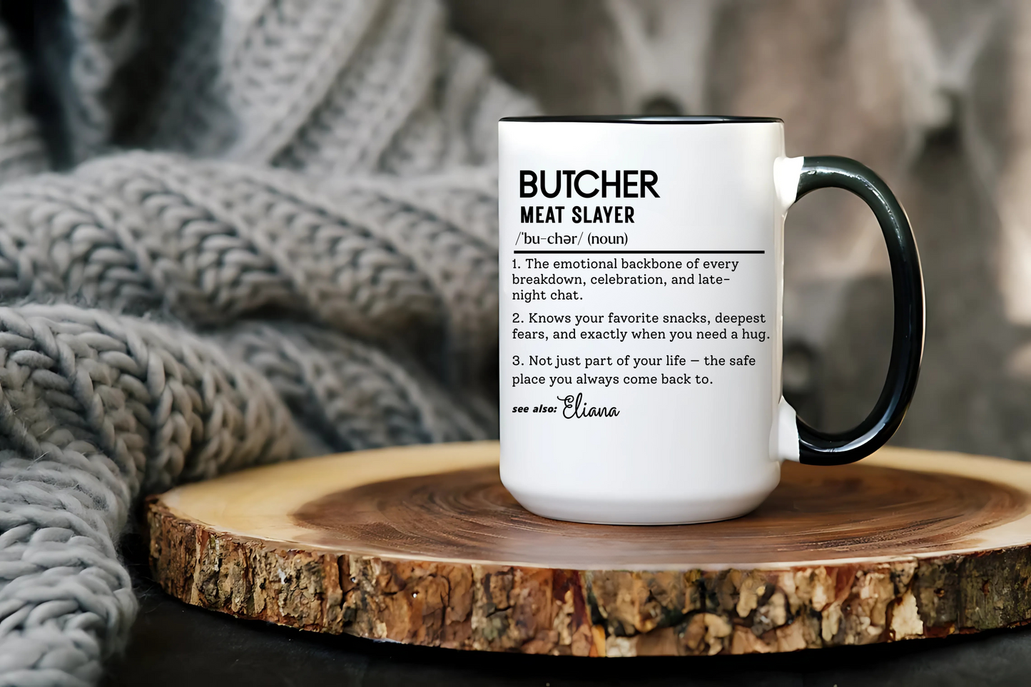 Custom Butcher Dictionary Mug, Funny Meat Slayer Coffee Cup, Personalized Kitchen Gift for Butchers, Colorful Mugs (11oz, 15oz)