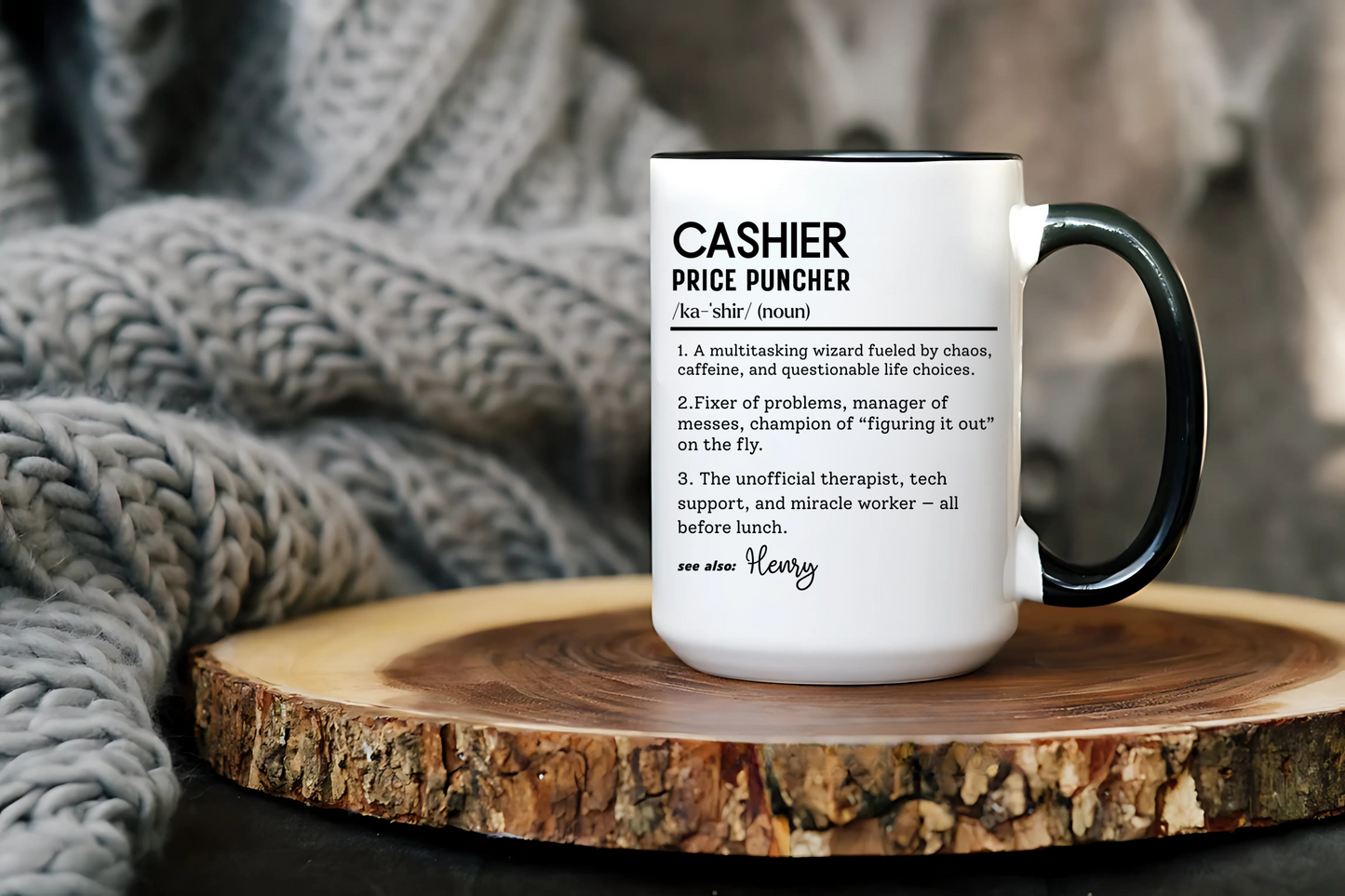 Funny Cashier Mug, Price Puncher Gift, Store Clerk Coffee Cup, Personalized Retail Worker Mug, Colorful Mugs (11oz, 15oz)