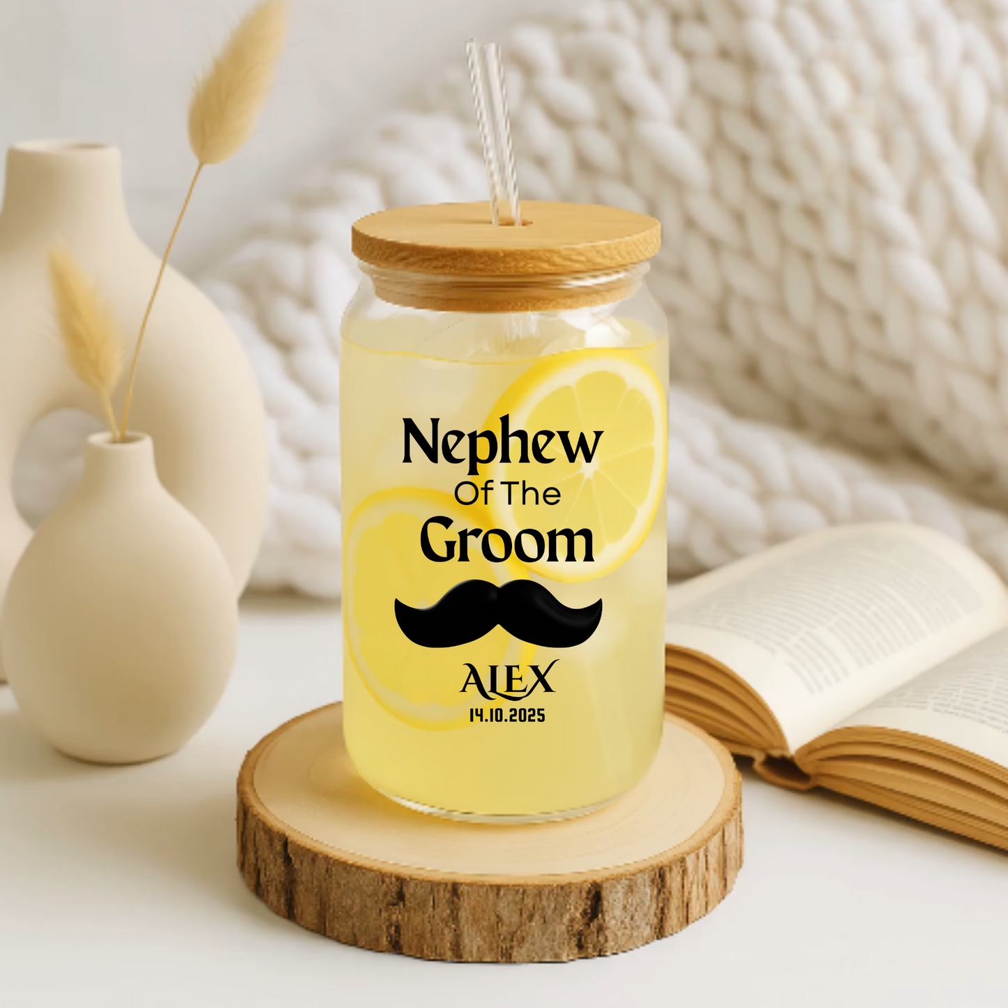 Nephew of the Groom Sipper, Personalized Wedding Gift, Custom Nephew Sipper, Groom Family Gift, Wedding Keepsake, Ring Bearer Cup, 16oz