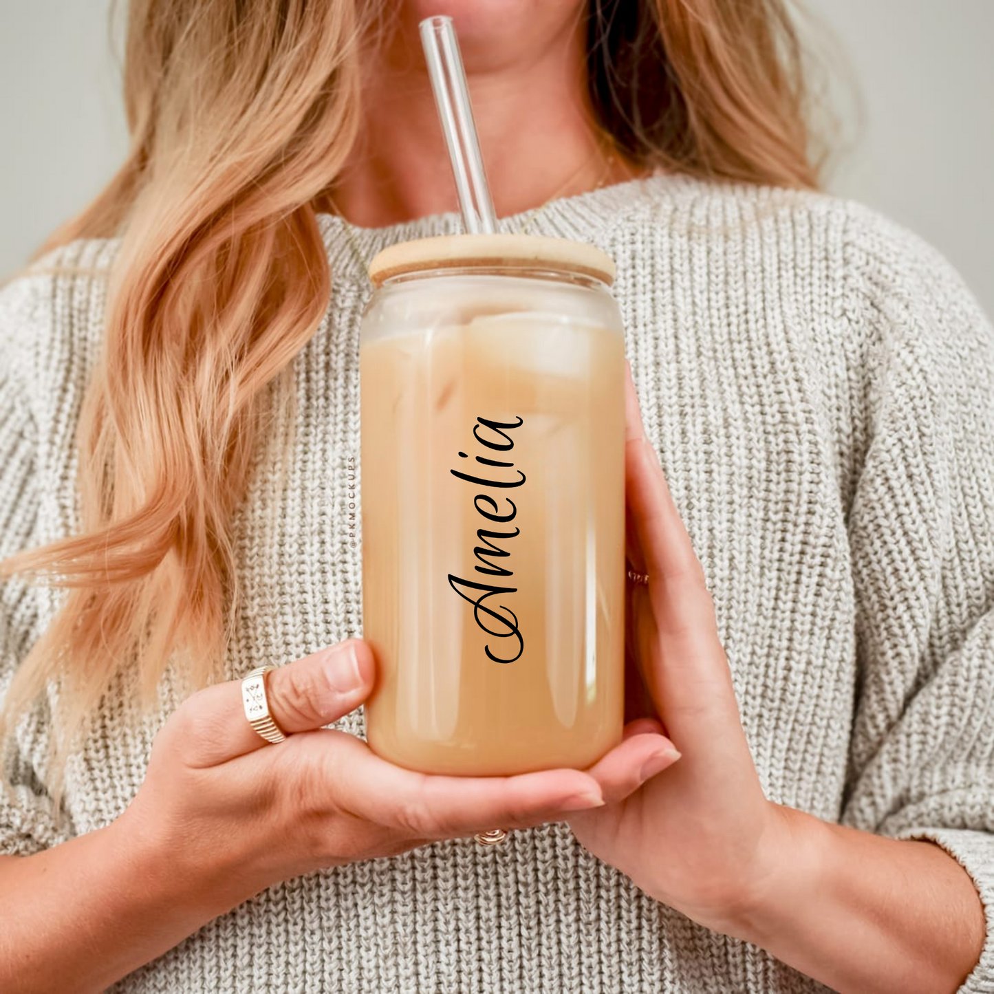 Personalized Glass Sipper, Custom Name Tumbler, Bridesmaids Gifts, Wedding Proposal Cup, 16oz Coffee Glass