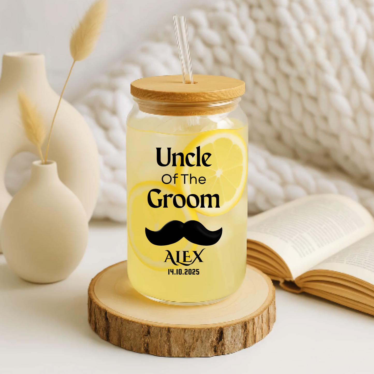 Uncle of the Groom Sipper, Personalized Wedding Sipper, Groom Uncle Gift, Custom Family Gift, Wedding Day Keepsake, 16oz Cup