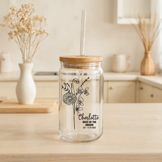 Niece of the Groom Sipper, Personalized Wedding Gift, Custom Niece Sipper, Groom Family Gift, Wedding Party Keepsake Cup, 16oz Glass