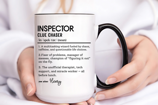 Inspector Mug, Colorful Mug for Clue Chasers, Funny Detective Coffee Cup, Personalized Gift, Colorful Mugs (11oz, 15oz)