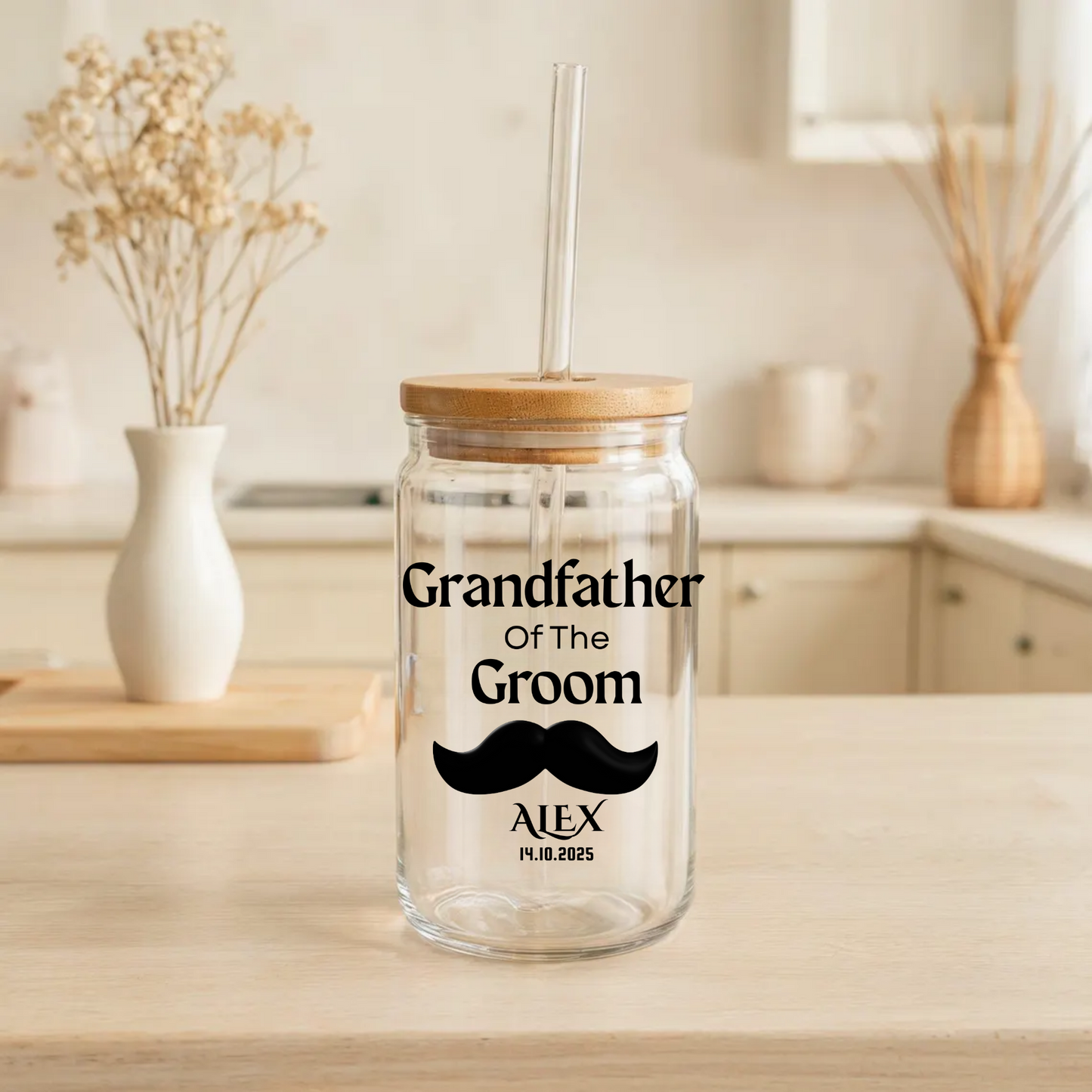 Grandfather of the Groom Sipper, Personalized Wedding Gift, Custom Grandpa Sipper, Groom Grandfather Gift, Wedding Keepsake, 16oz Cup