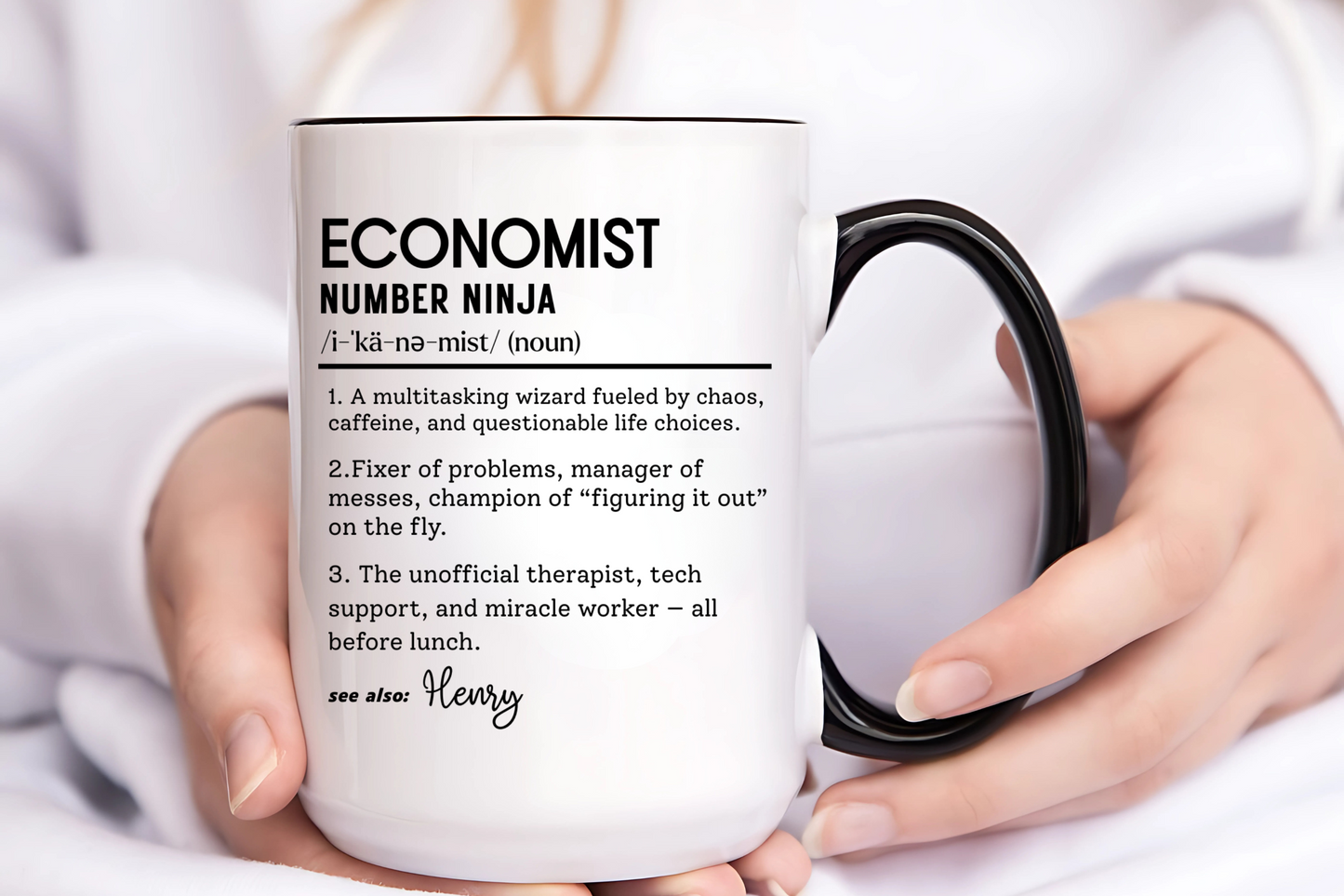 Funny Economist Mug, Number Ninja Dictionary Mug, Custom Coffee Cup for Finance Pros, Gift for Economists, Colorful Mugs (11oz, 15oz)
