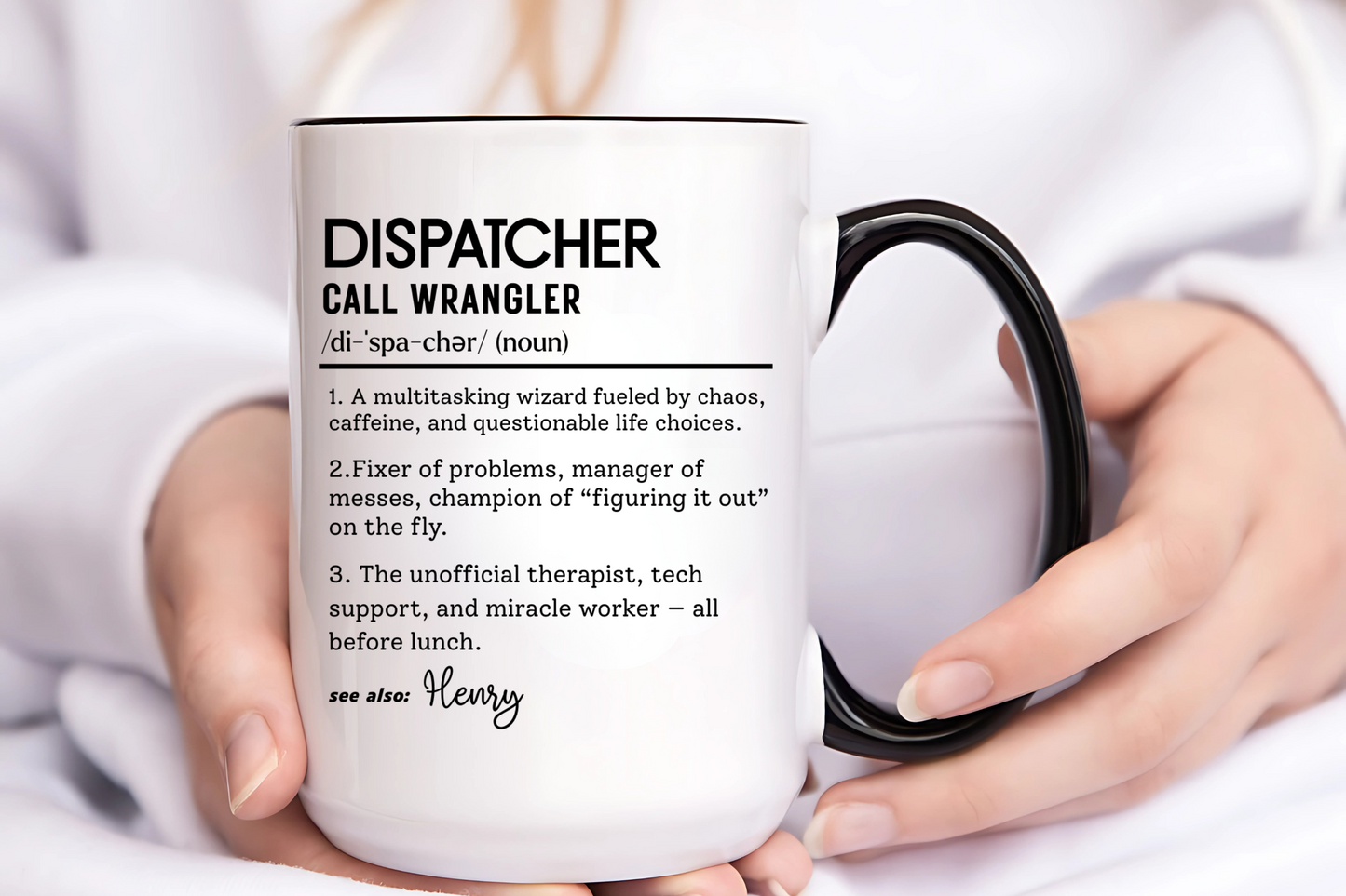 Dispatcher Dictionary Mug, Funny Call Wrangler Coffee Cup, Personalized Gift for Dispatch Pros, Colorful Mugs 11oz 15oz