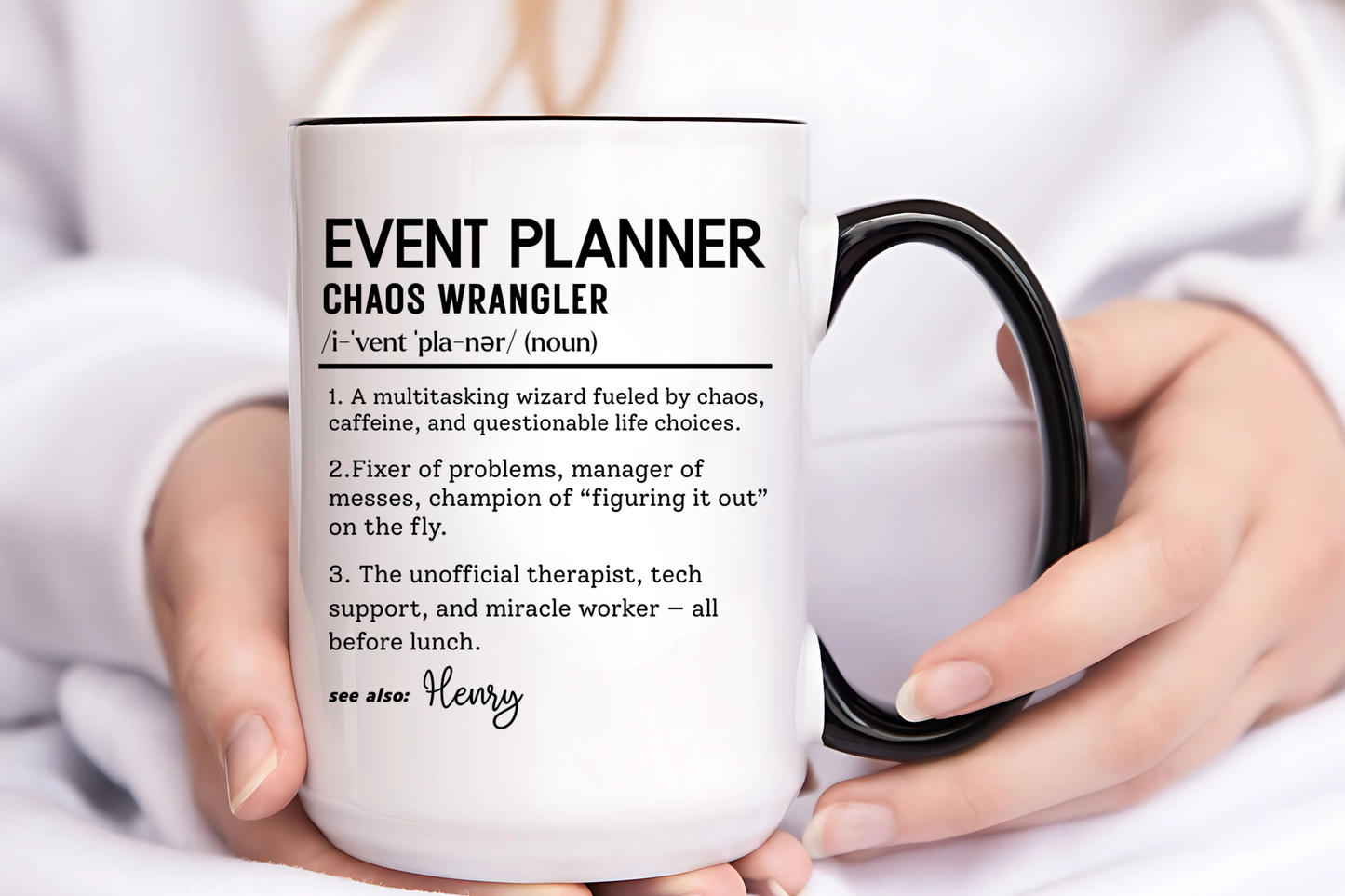 Custom Event Planner Mug, Funny Organizer Gift, Planner Dictionary Mug, Personalized Party Mug, Colorful Mugs (11oz, 15oz)