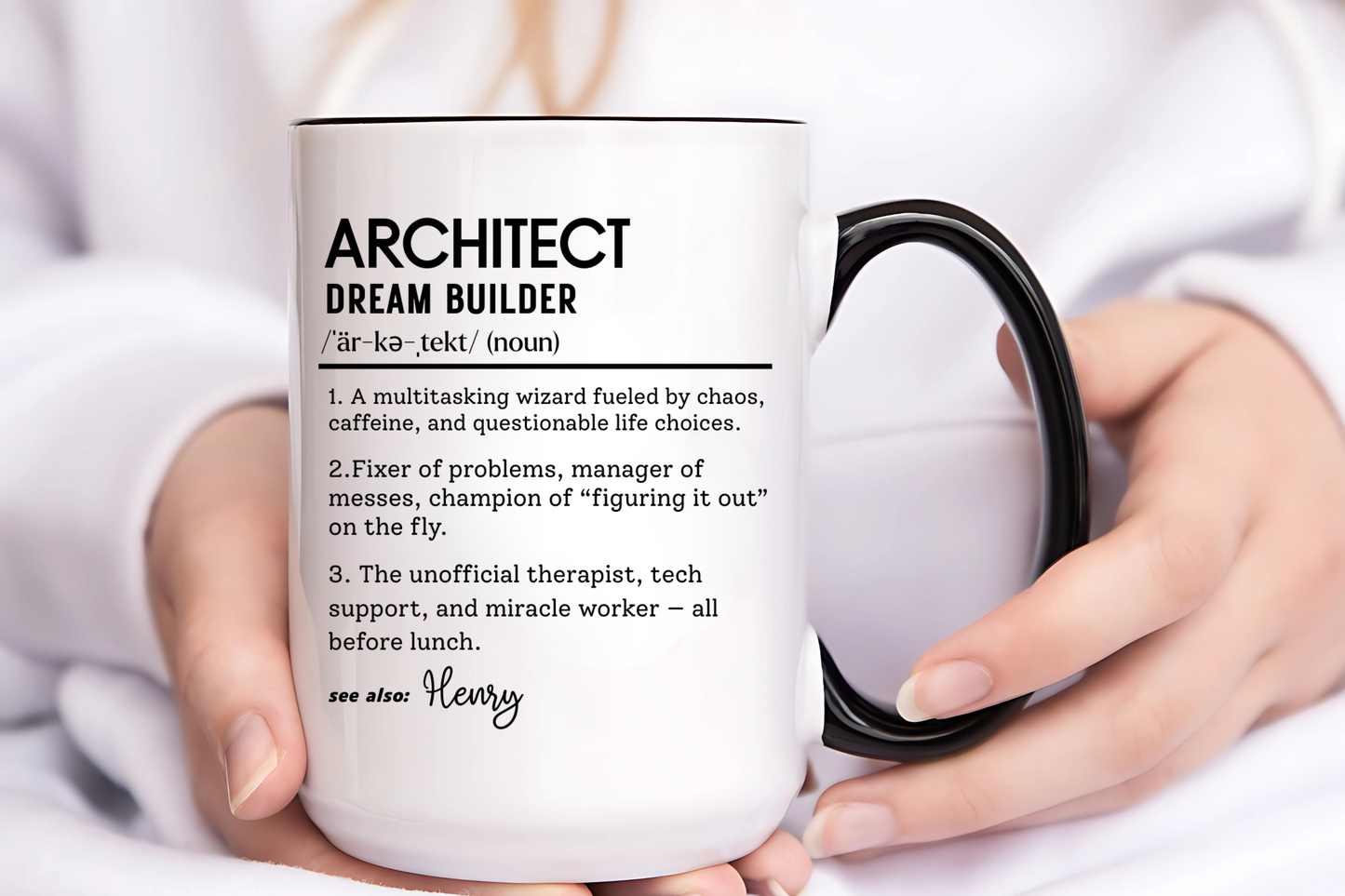 Architect Mug, Funny Architect Gift, Dream Builder Mug, Personalized Coffee Cup, Construction Humor Mug, Architect Office Cup