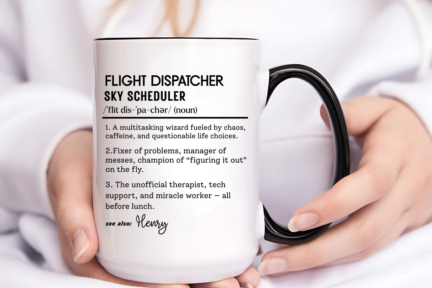 Custom Flight Dispatcher Mug, Funny Aviation Gift, Dispatcher Dictionary Mug, Personalized Pilot Mug, Airport Crew Coffee Cup