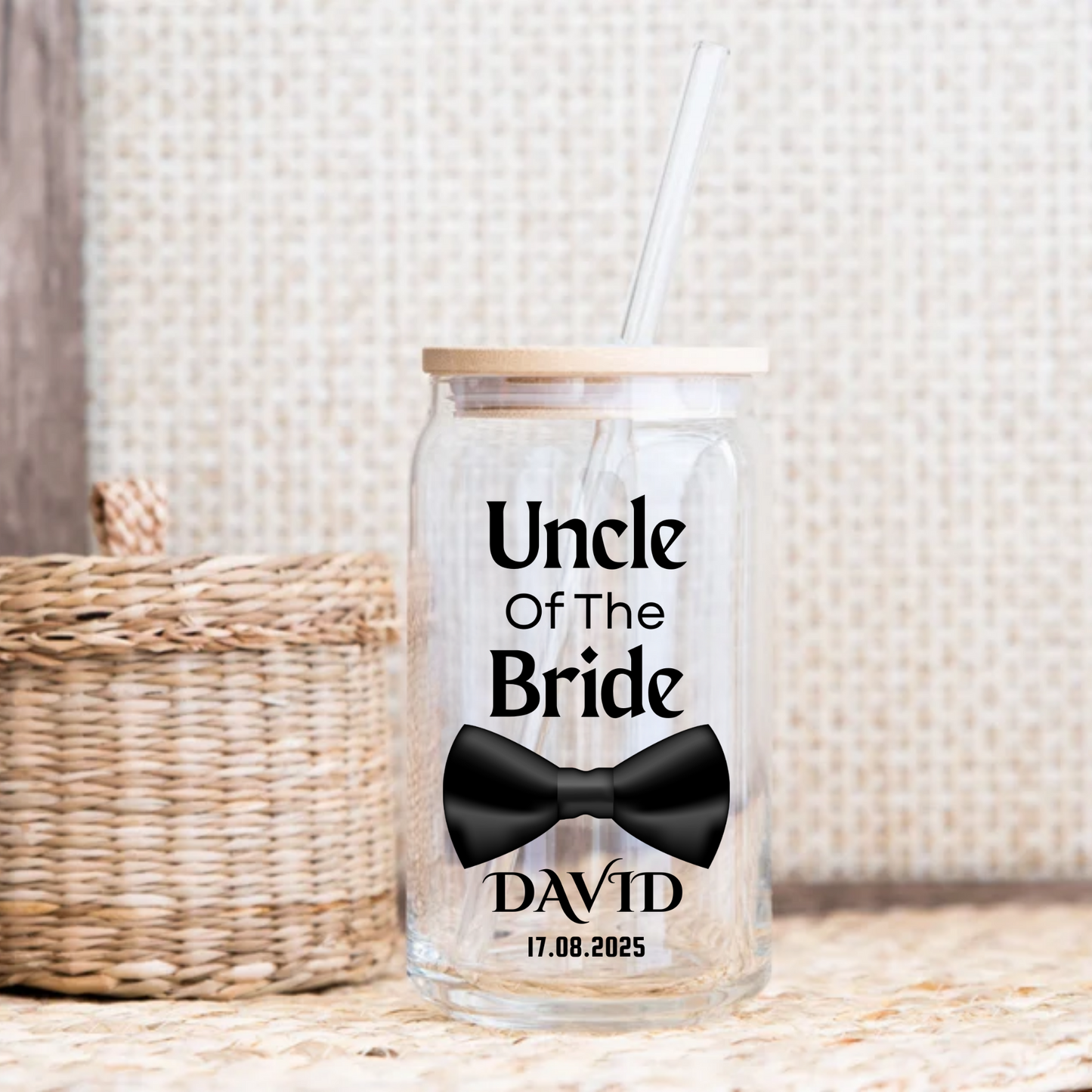 Uncle of the Bride Sipper, Personalized Wedding Gift, Bride Uncle Gift, Custom Wedding Keepsake, Family Celebration Cup, 16oz Glass