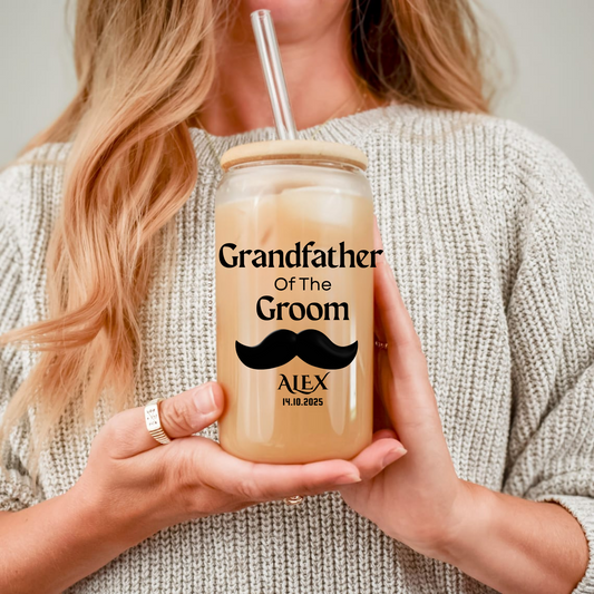 Grandfather of the Groom Sipper, Personalized Wedding Gift, Custom Grandpa Sipper, Groom Grandfather Gift, Wedding Keepsake, 16oz Cup