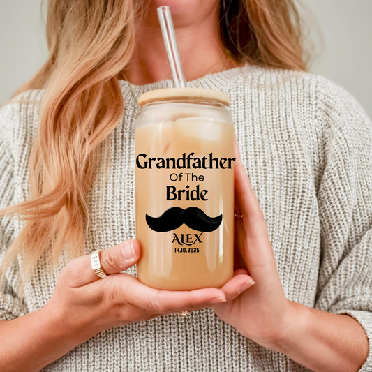 Grandfather of the Bride Sipper, Personalized Wedding Gift, Custom Grandpa Sipper, Bride Grandfather Gift, Wedding Keepsake, 16oz Cup